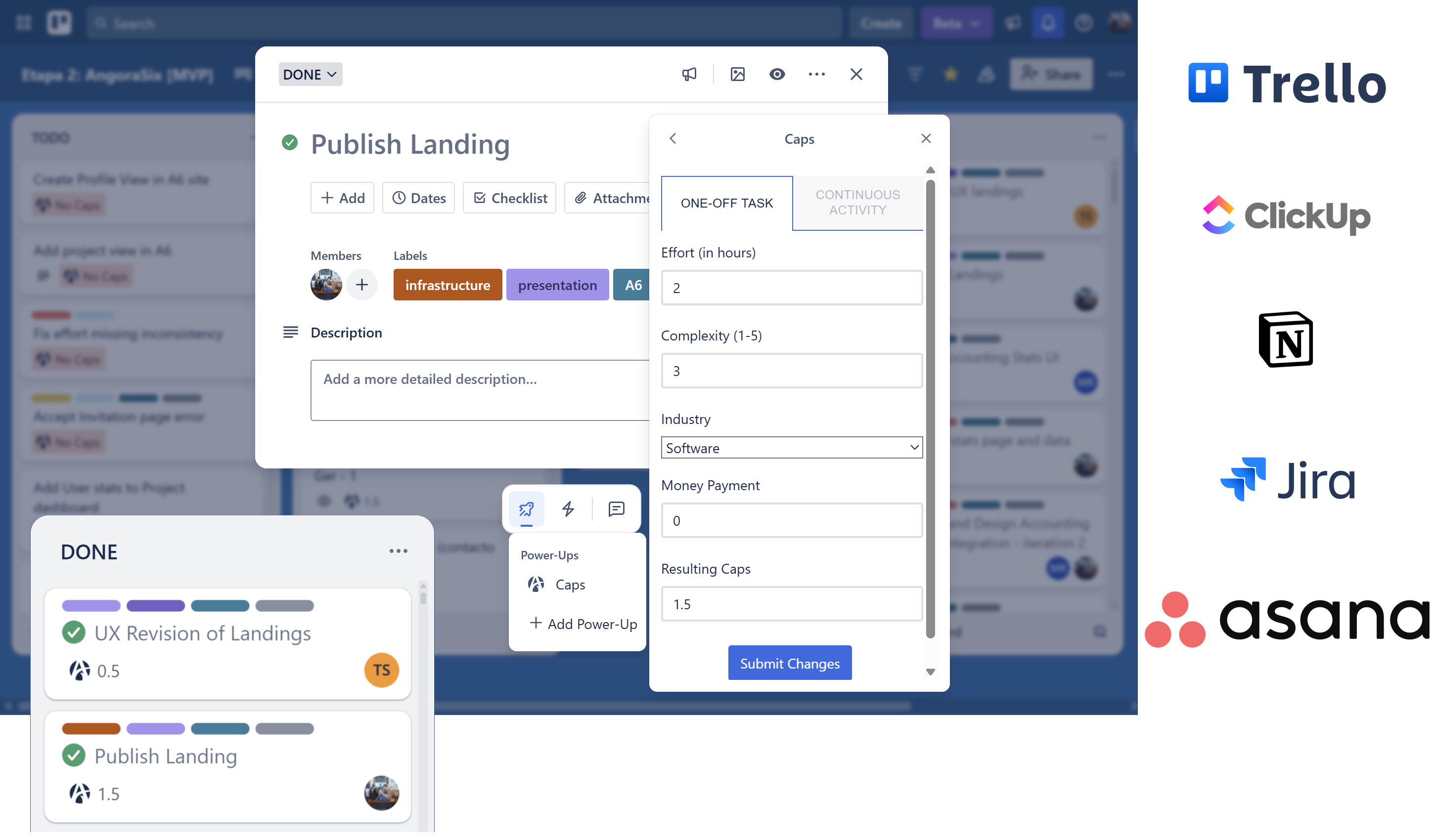 Integration view showing connected tools and tracked contributions